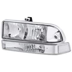 Chrome Headlights Clear Corner Bumper Lights For 1998-2004 Chevy S10 Pickup Blazer