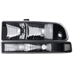 Black Headlights Clear Corner Bumper Lights Assembly For 1998-2004 Chevy S10 Blazer