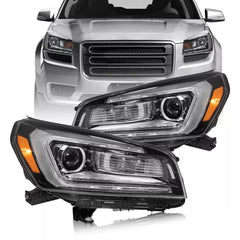 Pair LED Tube Projector Headlights For 2013-2016 GMC Acadia Halogen 3.6L