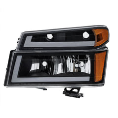 Black LED DRL Headlights Assembly For 2004-2012 Chevy Colorado GMC Canyon Isuzu LH+RH