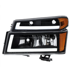 Black LED DRL Headlights Assembly For 2004-2012 Chevy Colorado GMC Canyon Isuzu LH+RH