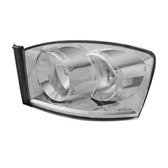 Headlight Assembly Compatible with 2006-2008 Dodge Ram 1500, 2006-2009 Dodge Ram 2500/3500 Replacement Headlamp with Chrome Housing/Clear Lens/Clear Reflector