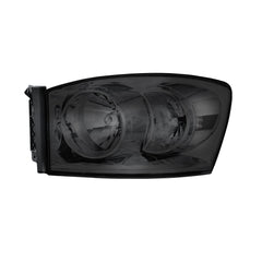 Headlight Assembly Compatible with 2006-2008 Dodge Ram 1500, 2006-2009 Dodge Ram 2500/3500 Replacement Headlamp with Chrome Housing/Smoke Lens/Clear Reflector