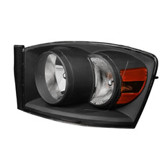 Headlight Assembly Compatible with 2006-2008 Dodge Ram 1500, 2006-2009 Dodge Ram 2500/3500 Replacement Headlamp with Black Housing/Clear Lens/Amber Reflector