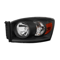 Headlight Assembly Compatible with 2006-2008 Dodge Ram 1500, 2006-2009 Dodge Ram 2500/3500 Replacement Headlamp with Black Housing/Clear Lens/Amber Reflector