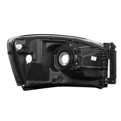 Headlight Assembly Compatible with 2006-2008 Dodge Ram 1500, 2006-2009 Dodge Ram 2500/3500 Replacement Headlamp with Black Housing/Clear Lens/Amber Reflector