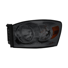 Headlight Assembly Compatible with 2006-2008 Dodge Ram 1500, 2006-2009 Dodge Ram 2500/3500 Replacement Headlamp with Black Housing/Smoke Lens/Amber Reflector