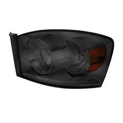 Headlight Assembly Compatible with 2006-2008 Dodge Ram 1500, 2006-2009 Dodge Ram 2500/3500 Replacement Headlamp with Black Housing/Smoke Lens/Amber Reflector