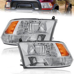 Chrome Housing Headlight Assembly Amber Reflector For 2011-2018 Ram 1500 2500 3500 4500 5500