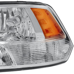 Chrome Housing Headlight Assembly Amber Reflector For 2011-2018 Ram 1500 2500 3500 4500 5500