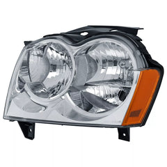 Chrome Front Headlights Assembly Amber Corner For 2005-2007 Jeep Grand Cherokee