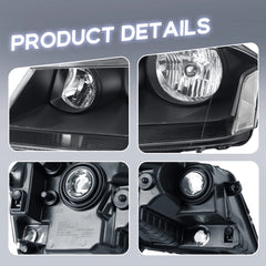 Black Housing Headlights Assembly For 2008-2014 Dodge Avenger R/T SE SXT w/ Clear Lens Clear Corner LH+RH