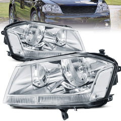 Chrome Headlights Assembly For 2008-2014 Dodge Avenger w/ Clear Lens Clear Corner LH+RH