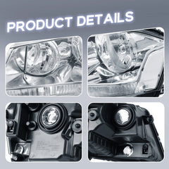 Chrome Headlights Assembly For 2008-2014 Dodge Avenger w/ Clear Lens Clear Corner LH+RH