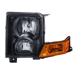 Black Housing Headlights Assembly For 2006-2010 Jeep Commander 4-Door w/ Clear Lens Amber Reflector LH+RH