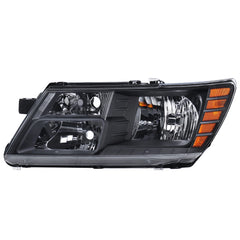 Black Housing Headlight Assembly For 2009-2020 Dodge Journey w/ Clear Lens Amber Reflector LH+RH