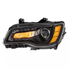 LED DRL Black Projector Headlights Assembly w/ Amber Corner For 2011-2023 Chrysler 300 LH+RH