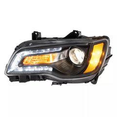 LED DRL Black Projector Headlights Assembly w/ Amber Corner For 2011-2023 Chrysler 300 LH+RH