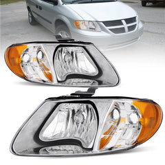 Chrome Headlights For 2001-2007 Dodge Caravan Chrysler Town & Country LH+RH