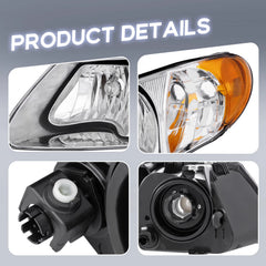 Chrome Headlights For 2001-2007 Dodge Caravan Chrysler Town & Country LH+RH