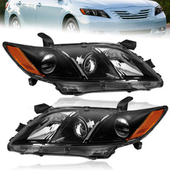 Black Housing Clear Lens Amber Corner Headlights Assembly For 2007-2009 Toyota Camry 2pcs