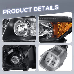 Black Housing Headlights Assembly For 2006-2008 Toyota RAV4 4-Door Sport w/ Clear Lens Amber Corner LH+RH