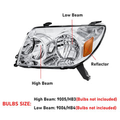 Chrome Housing Clear Lens Headlights Assembly For 2003-2005 Toyota 4Runner LH+RH