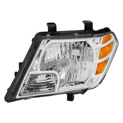 Chrome Headlights Assembly For 2009-2021 Nissan Frontier Front Lamps w/ Clear Lens Amber Corner LH+RH