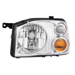 Chrome Headlights Assembly For 2001-2004 Nissan Frontier Base XE w/ Clear Lens Amber Corner LH+RH