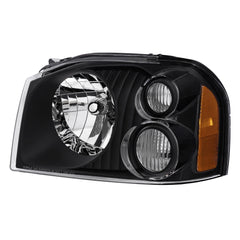 Black Headlights Assembly For 2001-2004 Nissan Frontier SC XE w/ Clear Lens Amber Corner LH+RH