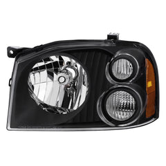 Black Headlights Assembly For 2001-2004 Nissan Frontier SC XE w/ Clear Lens Amber Corner LH+RH