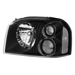 Black Headlights Assembly For 2001-2004 Nissan Frontier Halogen w/ Clear Lens Clear Corner LH+RH