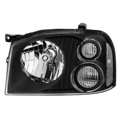 Black Headlights Assembly For 2001-2004 Nissan Frontier Halogen w/ Clear Lens Clear Corner LH+RH