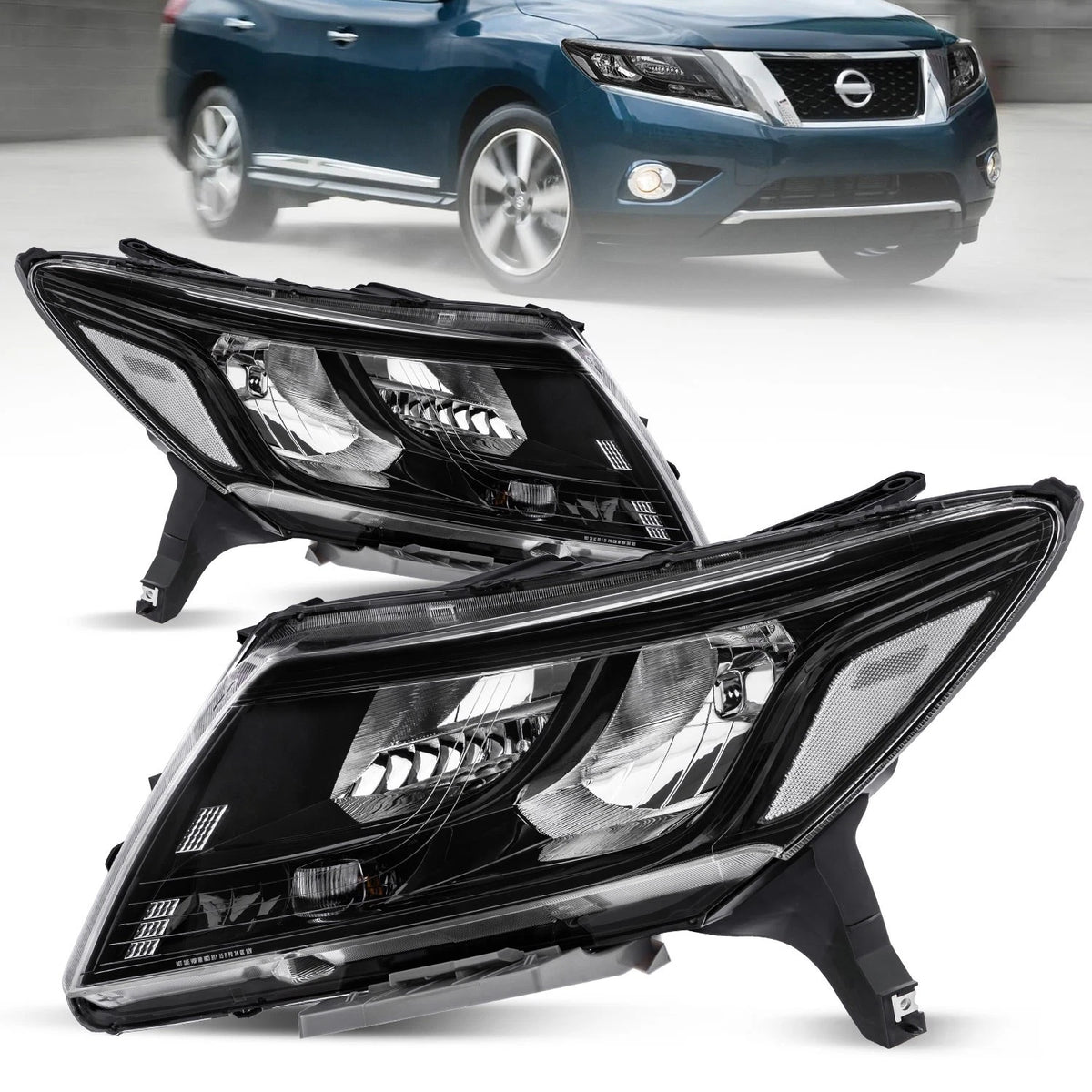 Black Headlights Assembly For 2013-2016 Nissan Pathfinder SL 2.5L 3.5L Platinum LH+RH