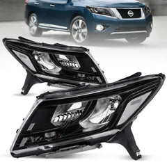 Black Headlights Assembly For 2013-2016 Nissan Pathfinder SL 2.5L 3.5L Platinum LH+RH