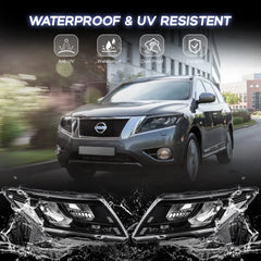 Black Headlights Assembly For 2013-2016 Nissan Pathfinder SL 2.5L 3.5L Platinum LH+RH