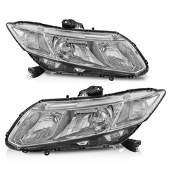 Chrome Housing Clear Lens Headlights Assembly For 2012-2015 Honda Civic 4-Door Sedan 2-Door Coupe