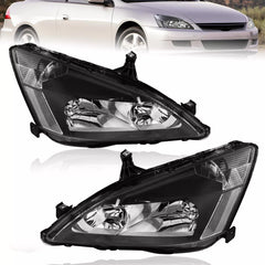 Black Housing Headlights Assembly Front Lamp For 2003-2007 Honda Accord LH+RH