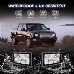 Black Housing Amber Headlight Assembly For 2006-2014 Honda Ridgeline 3.5L LH+RH