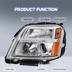 Chrome Housing Amber Corner Headlights For 2010-2015 GMC Terrain SIE SLT LH+RH
