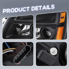 Black Housing Amber Corner Headlight Assembly For 2010-2015 GMC Terrain Halogen LH+RH