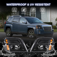Black Housing Amber Corner Headlight Assembly For 2010-2015 GMC Terrain Halogen LH+RH