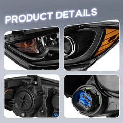 Black Projector Headlights Assembly For 2017-2018 Hyundai Elantra 2.0L w/o DRL LH+RH