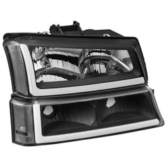 Black Housing LED DRL Headlights Assembly For 2003-2006 Chevy Silverado 1500 2500HD 3500 2pcs