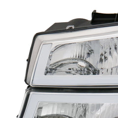 Chrome Housing Clear Lens Amber Reflector Headlights & Bumper Lamps w/LED DRL For 2003-2006 Silverado