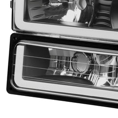 Black Housing Projector Headlights w/LED DRL Bar For 1994-1998 Chevy C/K 1500 2500 2pcs