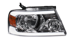 Chrome LED DRL Headlight Assembly w/ Turn Signal For 2004-2008 Ford F150 Mark LT LH+RH