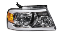 Chrome LED DRL Headlight Assembly w/ Turn Signal For 2004-2008 Ford F150 Mark LT LH+RH
