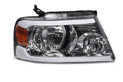Chrome LED DRL Headlight Assembly w/ Turn Signal For 2004-2008 Ford F150 Mark LT LH+RH