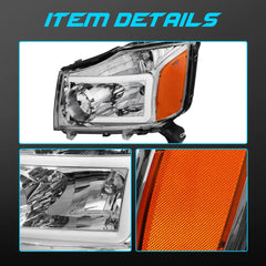 Chrome Front LED Headlights Lamps Assembly For 2004-2015 Nissan Titan